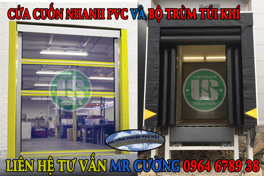 Cửa cuốn nhanh PVC và Bộ trùm túi khí chất lượng